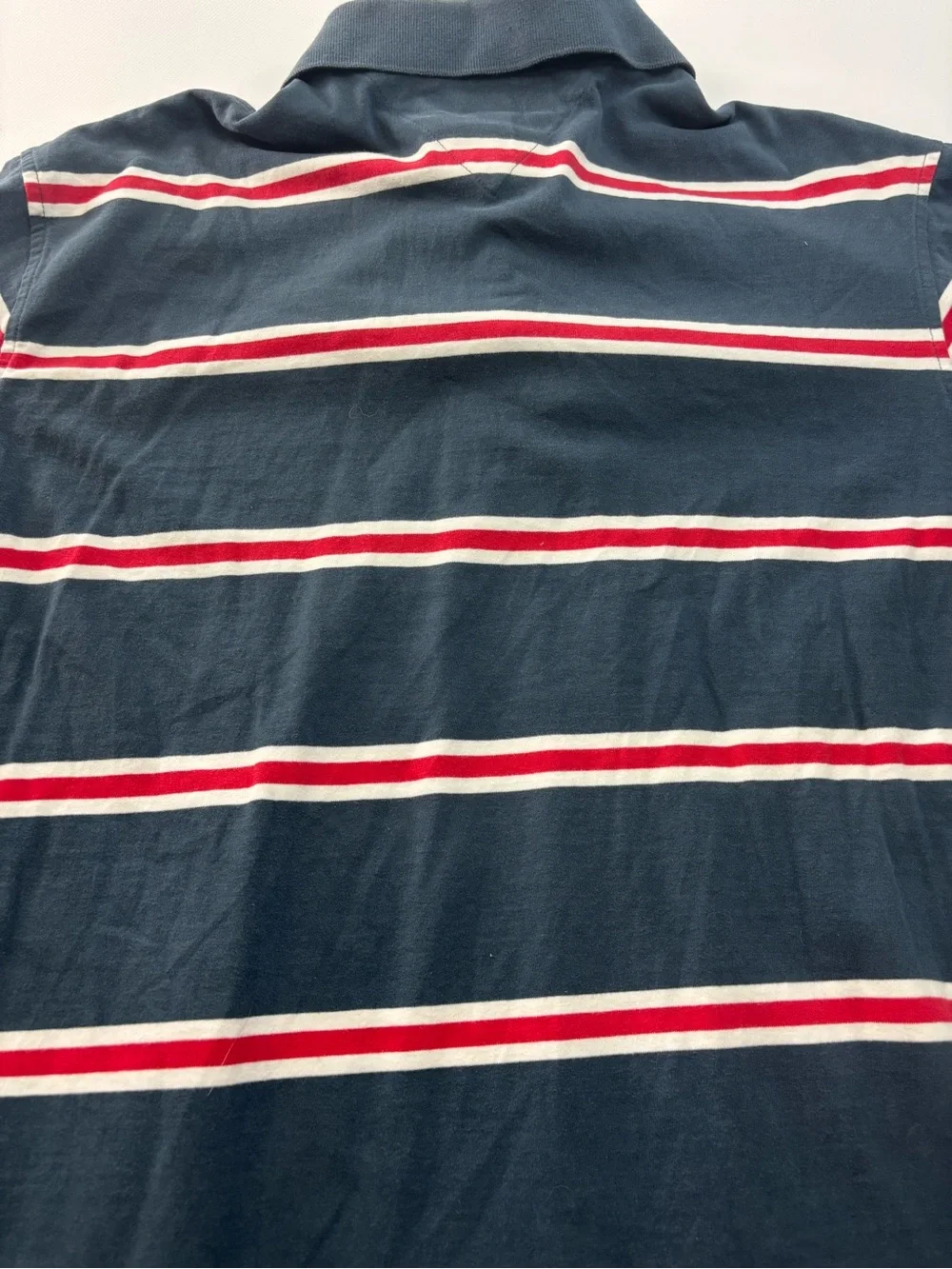 Tommy Hilfiger Navy Polo with Red and White Stripes Men’s Size Large Blue - Picture 7 of 7